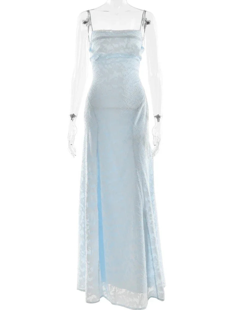 Vestido Largo de Noche con Espalda Descubierta y Tirantes Finos | Mujer | 3 Colores