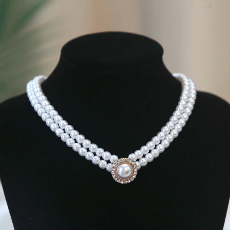 Collar de Perlas de Agua Dulce | Estilo Coreano Vintage | Cadena Clavícula con Colgante de Circón
