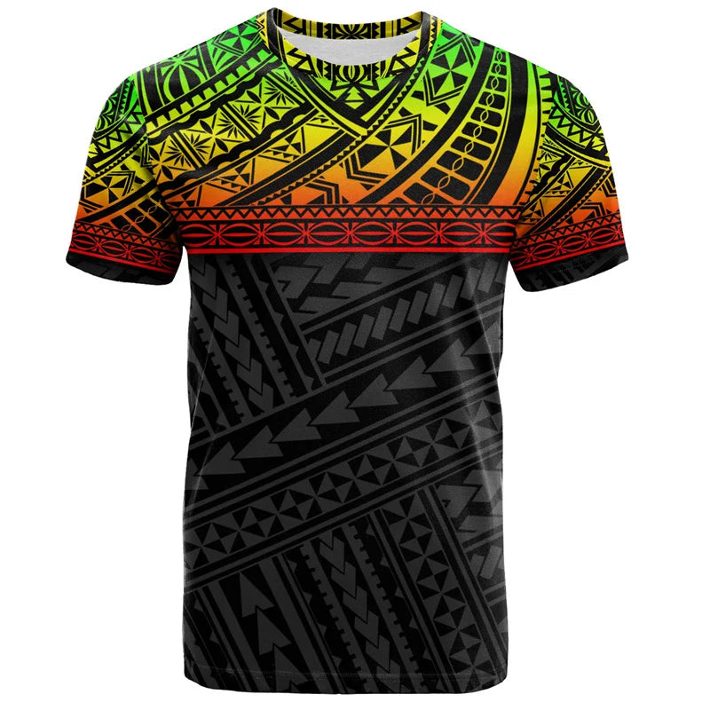 Camiseta Hawaiana 3D Hombre — Estampado Polinesio Manga Corta | Streetwear Verano 2026