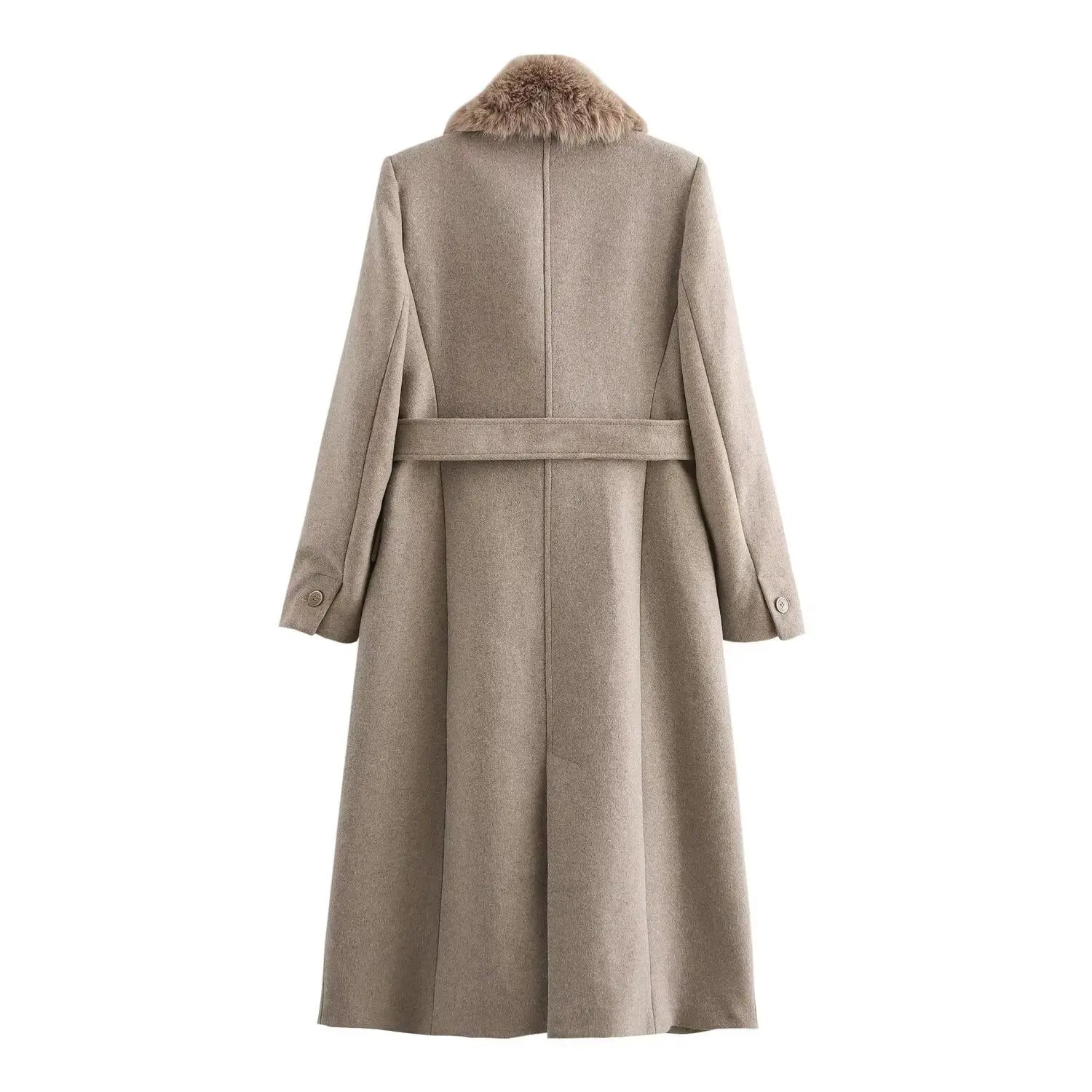 Abrigo Largo Estilo Tweed para Mujer – Cuello Vuelto, Lazada, Otoño-Invierno | Tallas XS-L