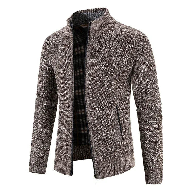 Chaqueta de Punto para Hombre – Forro Fleece, Cremallera Completa, Estilo Smart Casual | Tallas M-4XL