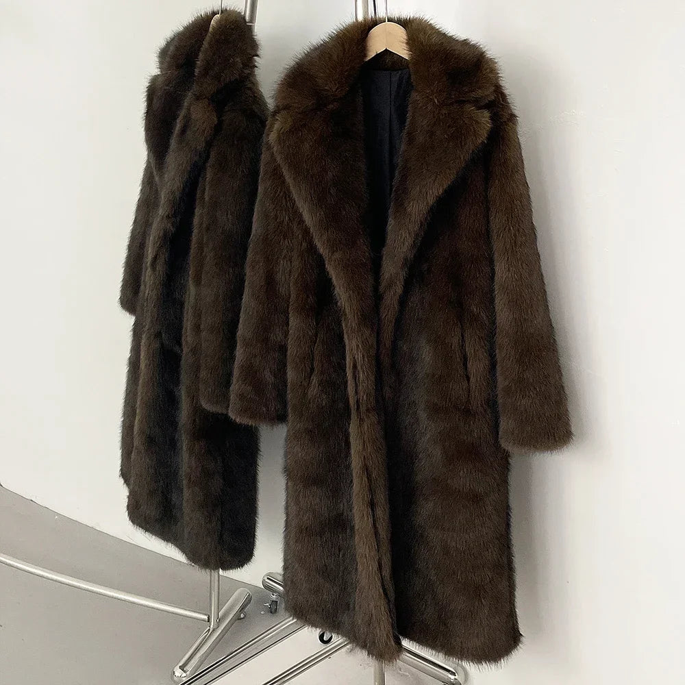 Women's Long Faux Fur Coat — Autumn & Winter