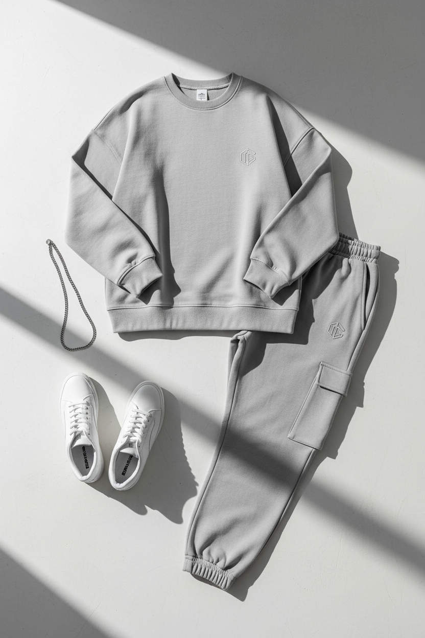 Conjunto Casual para Hombre 2 Piezas — Camiseta Manga Larga + Pantalón Streetwear