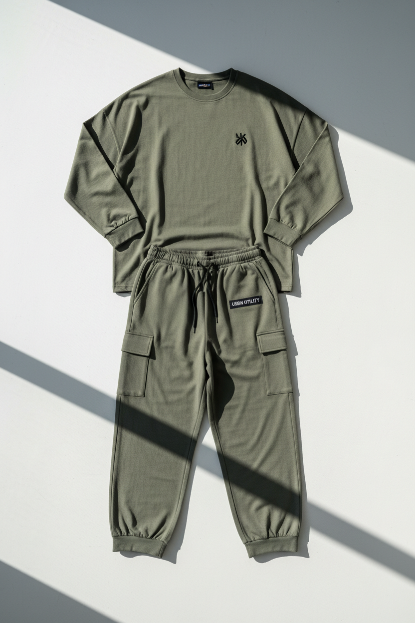 Conjunto Casual para Hombre 2 Piezas — Camiseta Manga Larga + Pantalón Streetwear